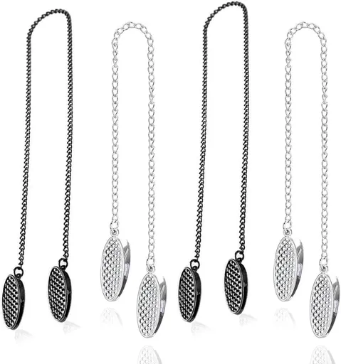 Napkin chain with clips - 4 pieces napkin chain - napkin clips - napkin clips with chain - 50 cm metal chain - Napkin clips - silver metal napkin clips - napkin clip chain - for seniors adults children - Silver & Black