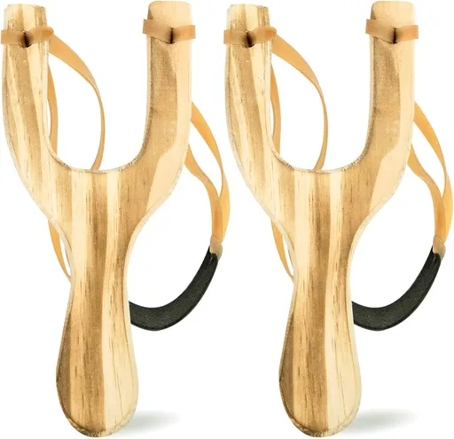 Wooden Slingshot Solid Wood Construction 7.25 Inch 2 Piece for Outdoor Hunting Sports Camping Shooting Hiking