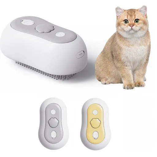 White Grey & White Yellow Combo Spray Comb 2pcs, Cat Grooming Massage Tool