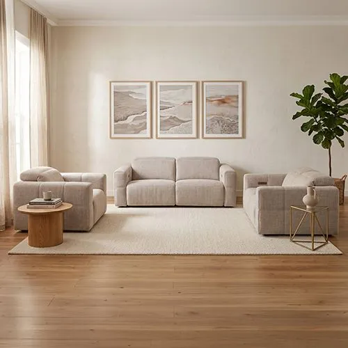 Multiple Seater Fabric Power Recliner with Power Headrest & Zero-Wall Design