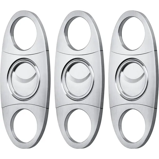 Cigar Cutter Set (6 Pack), Guillotine Double Blade, Cigar Accessories for Men, Stainless Steel Smoking Accessories Tool, Portable Sharp Clean Cut - Silver