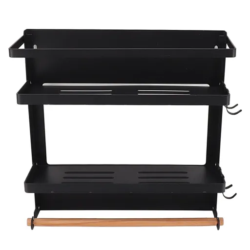Magnetic Fridge Spice Rack Foldable Multifunctional Adjustable Durable Refrigerator Side Shelf for Kitchen 11.8in Double Tier