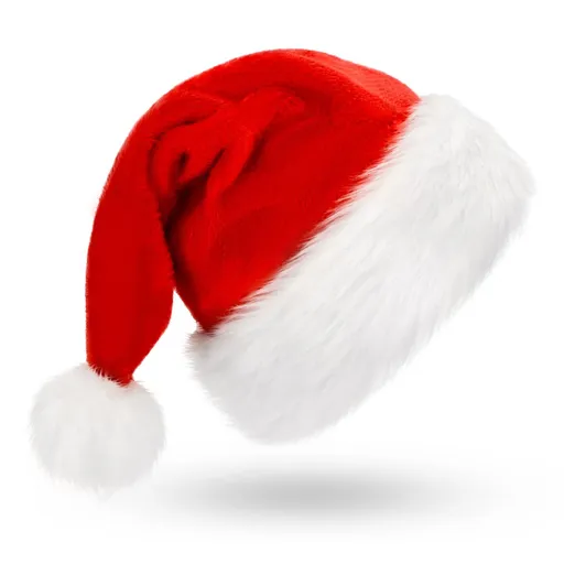 Santa Hat, Christmas Hat Holiday for Adults Unisex Velvet Comfort Extra Thicken Xmas Hat for New Year Festive Party