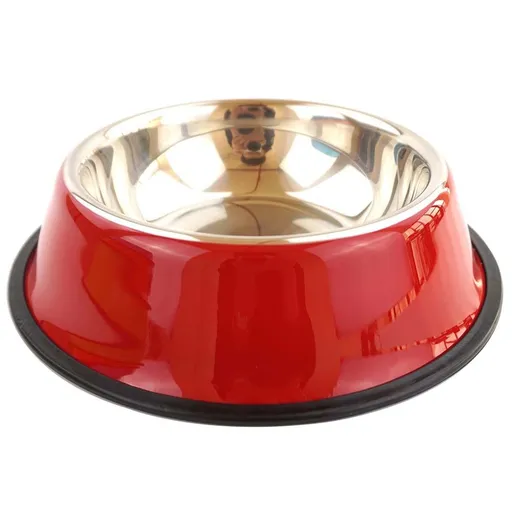 stainless steel pet bowls, non-slip dog bowls, large dog food bowls, cat bowls, pet food bowl, dog bowl large capacity, cat feeding bowl, durable pet bowls, anti-skid pet dishes, pet feeding products Australia - Red - Size 18CM