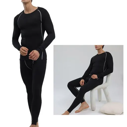 Men Thermal Underwear Set Slim Fit Base Layer Underwear Top Bottoms Suit for Home Outdoor Activities L