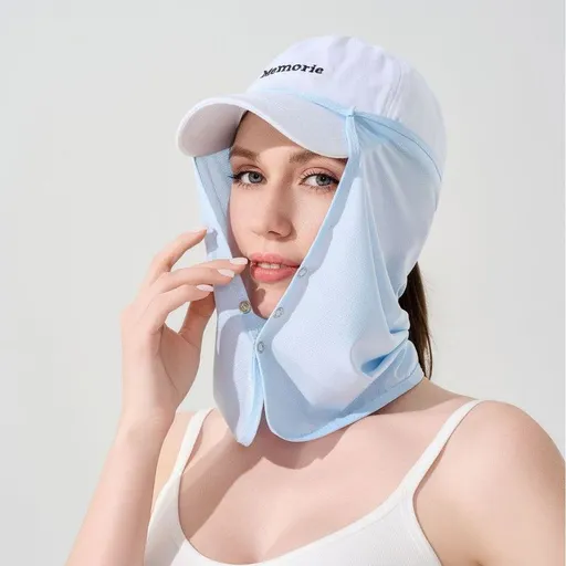 Detachable Neck Face Sun Protection Mask, Breathable UV Protection Face Cover for Outdoor Fishing Cycling- light blue