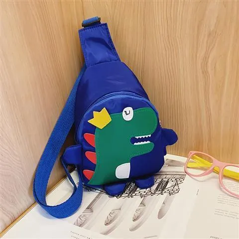 Blue Kids Cartoon Dinosaur Chest Bag Cute Lightweight Nylon Crossbody Shoulder Pack for Toddlers Outings and Travel New Arrival Gift