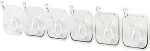 6Pcs Acrylic Wall Mounted Necklaces Organizer,6 Hooks Jewelry Stand Organizer,No Drilling Hanging Hook Strong Bearing Capacity for Kitchen Bathroom(White)