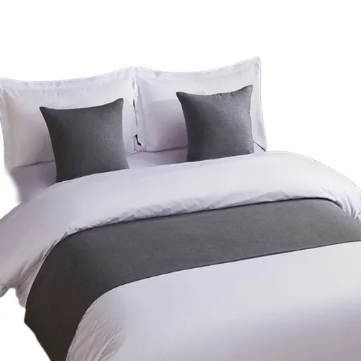 Luxury Hotel Bedding Set Bed End Towel Pillow Cover for Bedroom and Hotels - Grey-58x225cm-Bedend towel