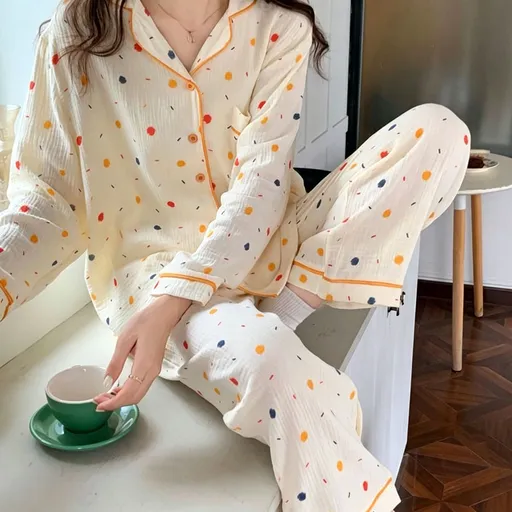 Colorful Print Crinkle Size XL | Plus Size Crinkled Pajamas | Christmas Print Girly Gift | Plus Size Friendly Artistic Loungewear