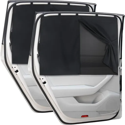 Car Window Shades, 2 Pack Magnetic Double Layer Auto Sun Shade for Side Windows Privacy Full Covers/Half Shade Options Back Car Window Curtains for Baby Protection（ 71*47cm）