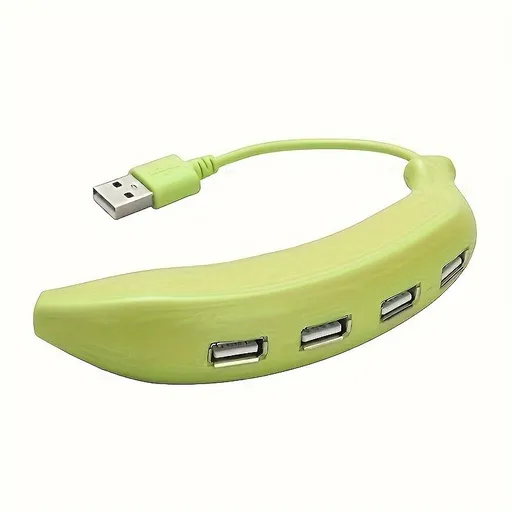 [Portable USB Hub] Banana-Shaped 4-Port USB 2.0 Hub - Portable & User-Friendly Expansion for All Your Devices Green