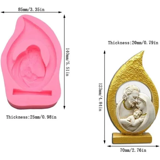 Jesus The Virgin and The Child Shape Car Freshie Silicone Mold for Making Soap Aroma Beads Car Freshie, Pendant, Candle,Decoration