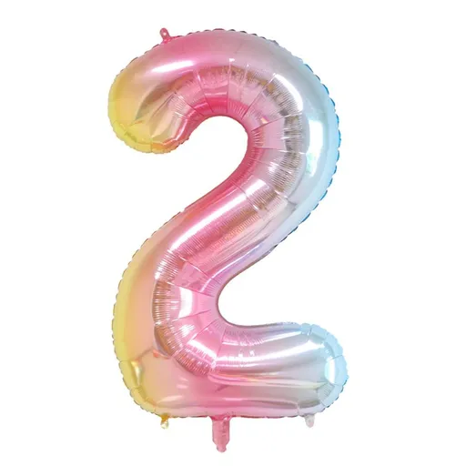 2 Number Balloon Rainbow Gradient Colorful Big Number Balloons 32 Inch kit for Happy Birthday Party Decorations Foil Mylar Helium
