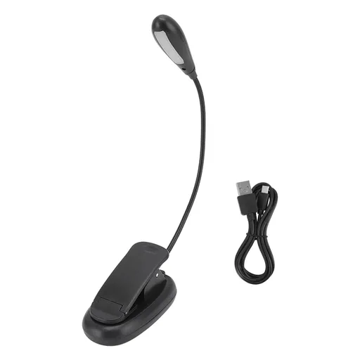 Clip On Light Black 9 Level 7 Lamps Foldable Flexible Gooseneck USB Rechargeable LED Clip Table Reading Lamp