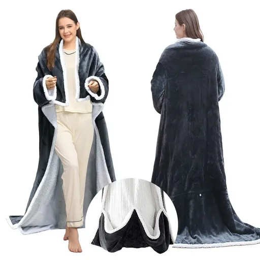 Wearable Electric Heated Blanket with Sleeves and Foot Pocket 127x177cm Smart Temperature Control Throw
