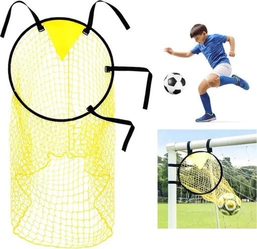 Cross Target with Ball Net - Football Training Equipment - Football Net - Football Goal - Football Kick Net with Adjustable Straps - Football Top Corner Goal Net Goals for Children - Shooting Accuracy Training Practice - Yellow - 1 Piece