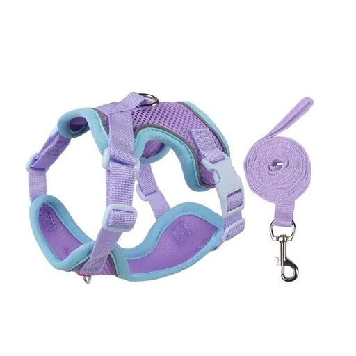 Cat Harness Leash Set, Escape-Proof Reflective Air Mesh Vest for Cats Dogs Walking - S
