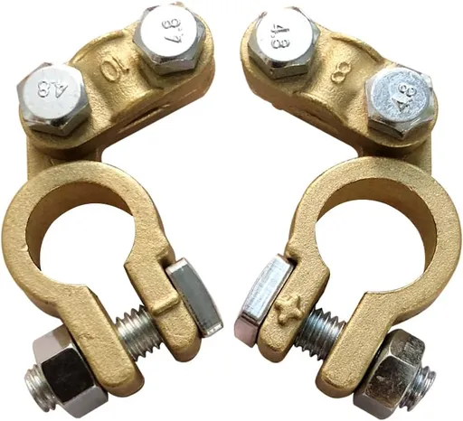 Brass Battery Terminal Ends, Top Post Battery Terminals Connector Set for Marine Car Boat RV Vehicles (1 Pair)