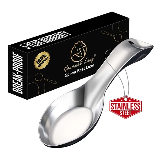 Gourmet Easy Break Proof Spoon Rest, Stainless Steel Spoon Holder, Spoon Rest for Stove Top