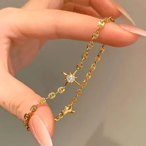 Gold Lucky Star Crystal Bracelet for Women Gold Plated Comet Star Charm Bracelet Delicate Everyday Jewellery Gift