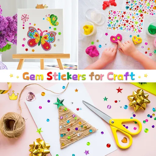 Gem Stickers, Rhinestone Stickers, Self Adhesive Jewel Stickers, Bling Gems for Crafts, Stick on Gems for Makeup, DIY, Eye, Nail
