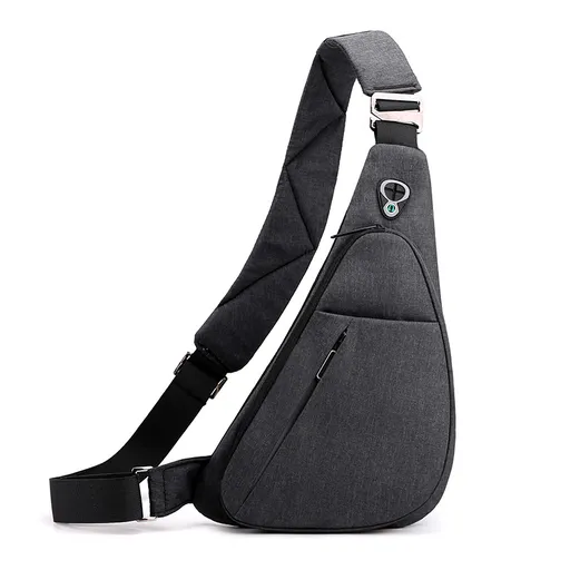 Black left shoulder New Men's Reflective Crossbody Sling Bag - Casual Commuter Shoulder Chest Pack for Daily Essentials