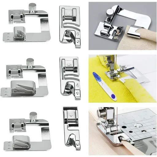 6 pcs Sewing Machine Presser Foot Hemmer Foot Sewing 4/8 6/8/8In ROlled Hem Foot 3/4/6Mm Foot