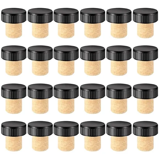 24 Pieces Cork Plugs Cork Stoppers Tasting Corks T-Shape Wine Corks with Top Wooden Wine Bottle 1628
