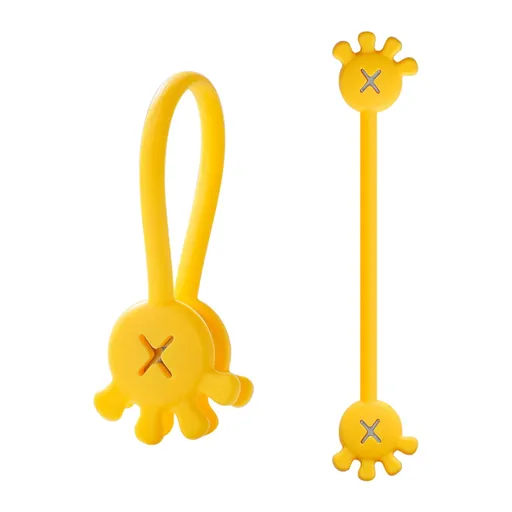 School Supplies Twisted Wire Organizer Black, 10Pcs Cable Cable Clips Cable Organizers Reusable Silicone Cords Organizers Multipurpose Silicone Magnet Ties for Home School Yellow