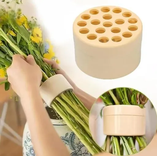 2cs Reusable Plastic Flower Arranger Tool, Floral Bouquet Holder Fixing Tool, Hand-Held Spiral Wrist Support for Flower Arrangement & Floor Vase DIY(Yellow L)