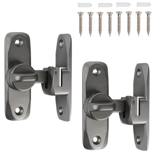 2 pieces - 90/180 degrees - sliding door lock - privacy protection - security sliding door lock - small gate locks - hardware for shed, garden, bathroom, cupboard, window - 80*25 mm - grey