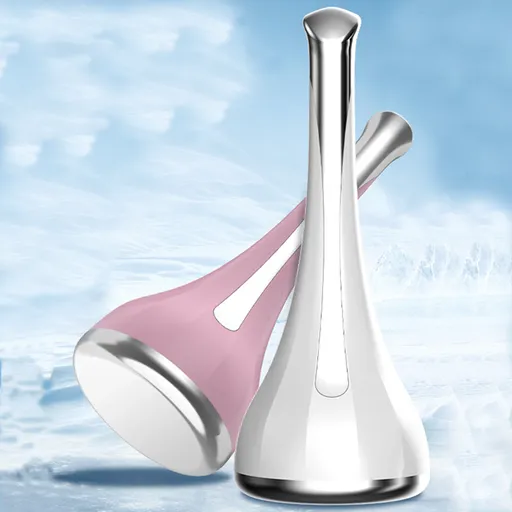 2-piece White and Pink Flat-Surface Ice Cold Therapy Facial Tool - Mini Ice Hammer Cryo Stick for Pore Shrinking Skin Soothing Sunburn Relief - Reusable ABS+PC Cooling Massager