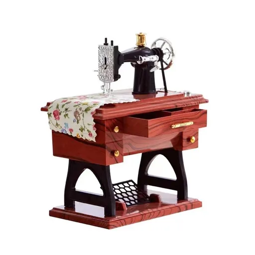 Vintage Sewing Machine Model Music Box Ornament Creative Gift