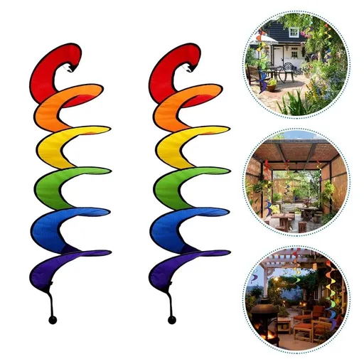 Wind Spinners Polyester Colorful Rotating Garden Decor 2 Pcs
