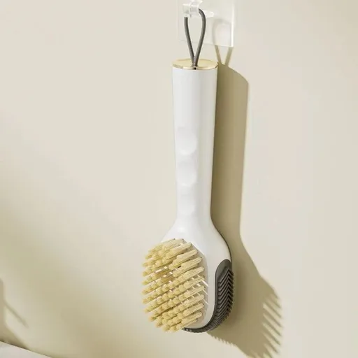 Refillable Liquid Shoe Brush, Soft-Bristle Press-Discharge Laundry Brush for Cleaning Shoes and Clothes—White