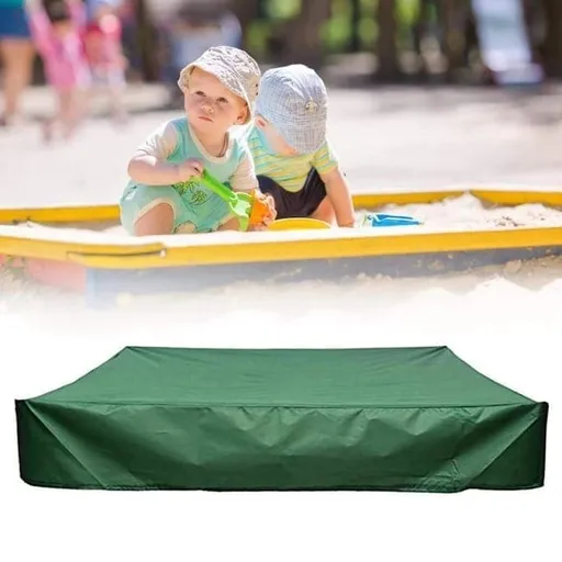 Waterproof Sandbox Cover 150x150cm, Green, with Drawstring, Oxford Fabric, UV Protection, Dustproof, Portable for Garden Pool Furniture