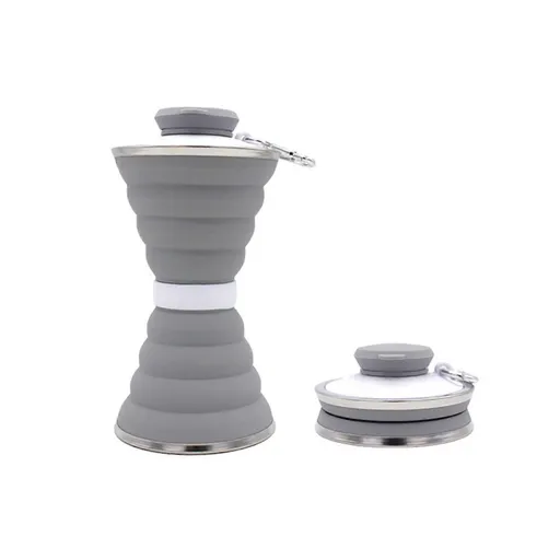 Collapsible Water Bottle, 500ml Sport Water Bottle, Foldable Water Bottles For Travel Gym Camping Hiking - Gray