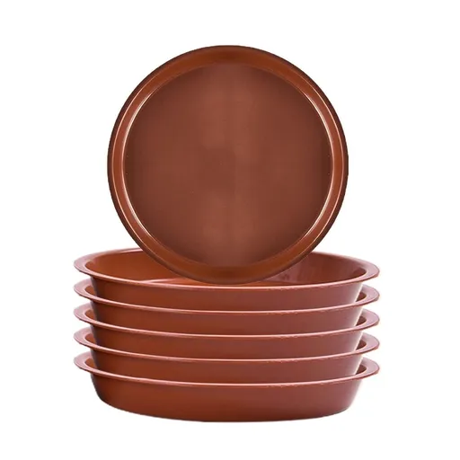 6 Pack Plastic Plant Saucers, 8 inch Round Plant Flower Pot Drip Trays Plants Garden Saucers for Indoor Outdoor Plants, Terracotta