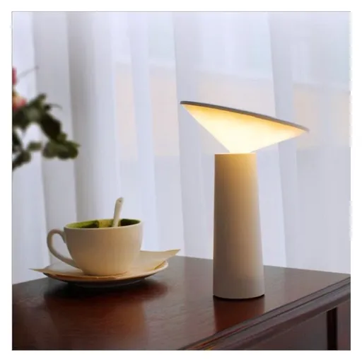 Modern Table Lamp, Cordless, Dimmable Touch Control Switch, 360 Adjustable, USB Rechargeable, Desk Lamp for Home and Office, White