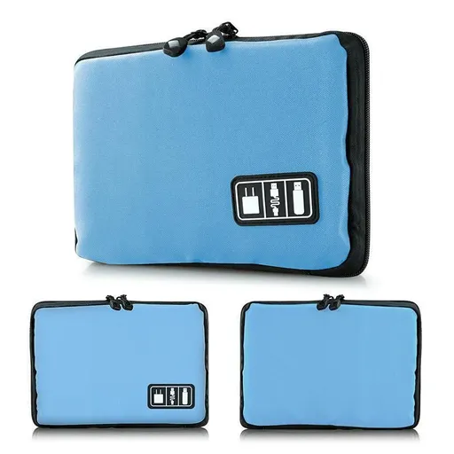 Electronic Accessories Storage USB Cable Organizer Bag Case Drive Travel Insert - Blue
