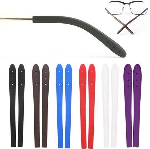 Temple Tips for Eyeglass Anti Slip Glasses Ear Grip Pieces Tube Sleeve Comfort Arm Replacement Thin Metal 6Pairs