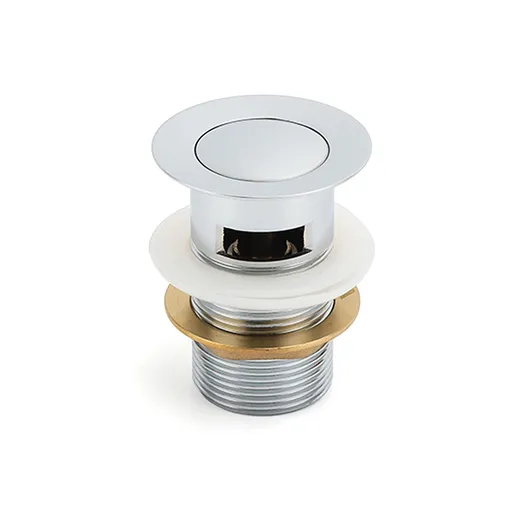 32mm Pop Up Push Brass Waste Plug Overflow Basin Sink Drain Chrome Kit Watermark