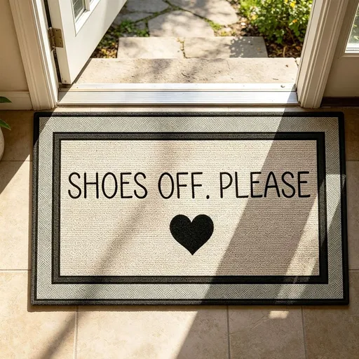 Shoes Off Please Door Mat, Cute Welcome Front Door Mat Indoor Outdoor Entrance, Artificial Remove Your Shoes Doormat Rugs for Porch Entry Patio Kitchen Decor, 30x20in