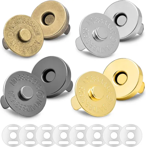 CooBigo 40 Sets Magnetic Snaps for Purse Closures 18mm Magnetic Fastener Replacement Kit Magnetic Snaps for Purses and Totes Clothing Bag DIY Craft