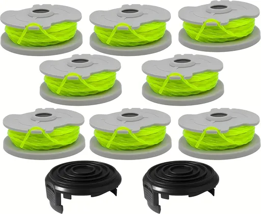 WA0014 Trimmer Line Replacement, for Worx WG168 WG184 WG190 WG191 Weed Eater String Edger - 20 ft 0.080" with WA0037 Cap Covers (8 spools, 2 Cap)