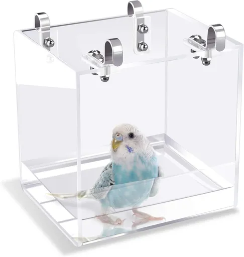 Bird bath - Fauna bath - Bird bath - Hanging bird bath/bowl/house - 13*11*13CM - Transparent - Bird cage bath - Bath bowls - For inseparable parakeets