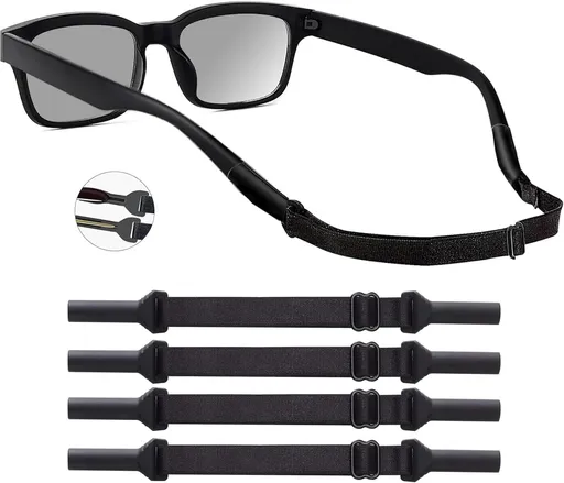 Kids Glasses Strap 4 Pieces Adjustable Toddler Glasses Strap Black Baby Sunglasses Strap Only Kids Eyeglasses Straps and Infant-Eyewear Retainers for Boys and Girls Age 0-3 Years (5-8 Inches) 1