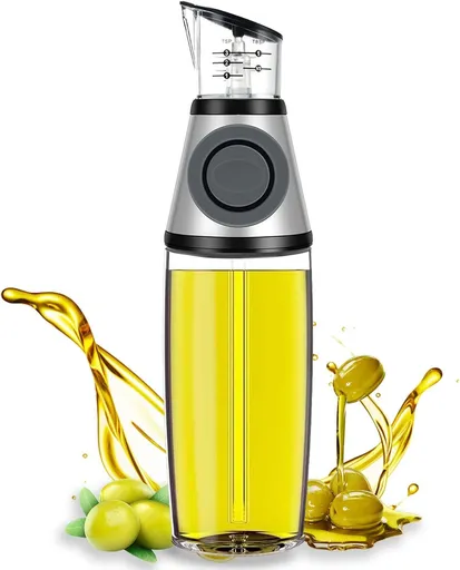 Dispenser Bottle, 17oz Olive Oil Dispenser Oil Sprayer, Clear Glass Refillable Oil and Vinegar Dispenser Bottle