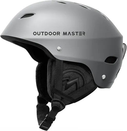 OutdoorMaster Kelvin Ski Helmet - with ASTM Certified Safety, 9 Options - for Men, Women & Youth-Grey,Large